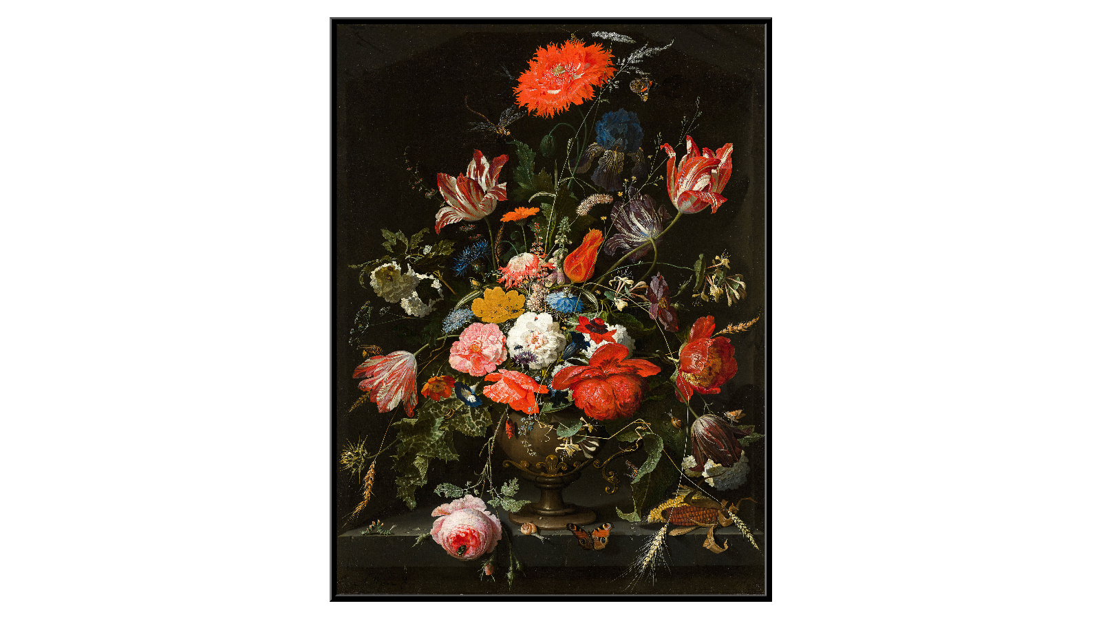 Kwiaty w metalowym wazonie - Abraham Mignon
