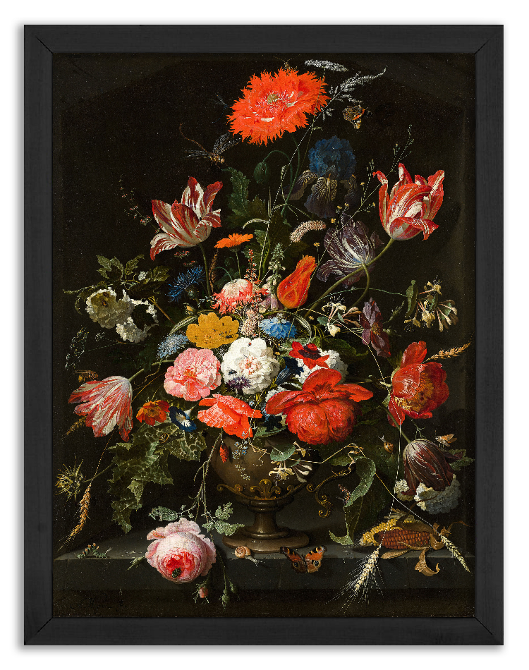 Flowers in a metal vase - Abraham Mignon