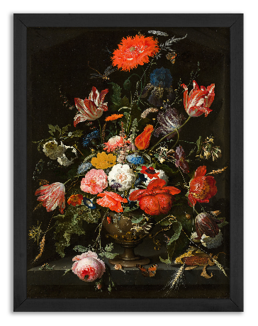 Flowers in a metal vase - Abraham Mignon