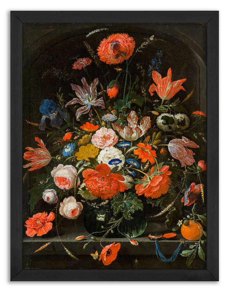 Kwiaty w szklanym wazonie - Abraham Mignon