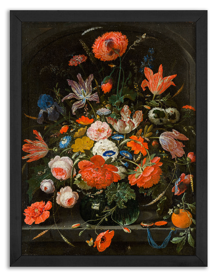 Flowers in a Glass Vase - Abraham Mignon