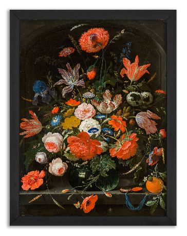 Flowers in a Glass Vase - Abraham Mignon