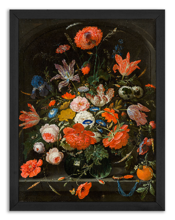 Flowers in a Glass Vase - Abraham Mignon