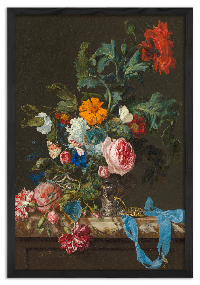 Martwa natura z czerwonymi i niebieskimi różami w wazonie - Willem van Aelst